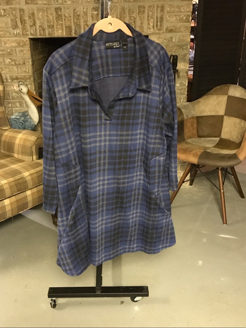 Attitudes by Renee Blue Plaid Lightweight Shirt Jacket
